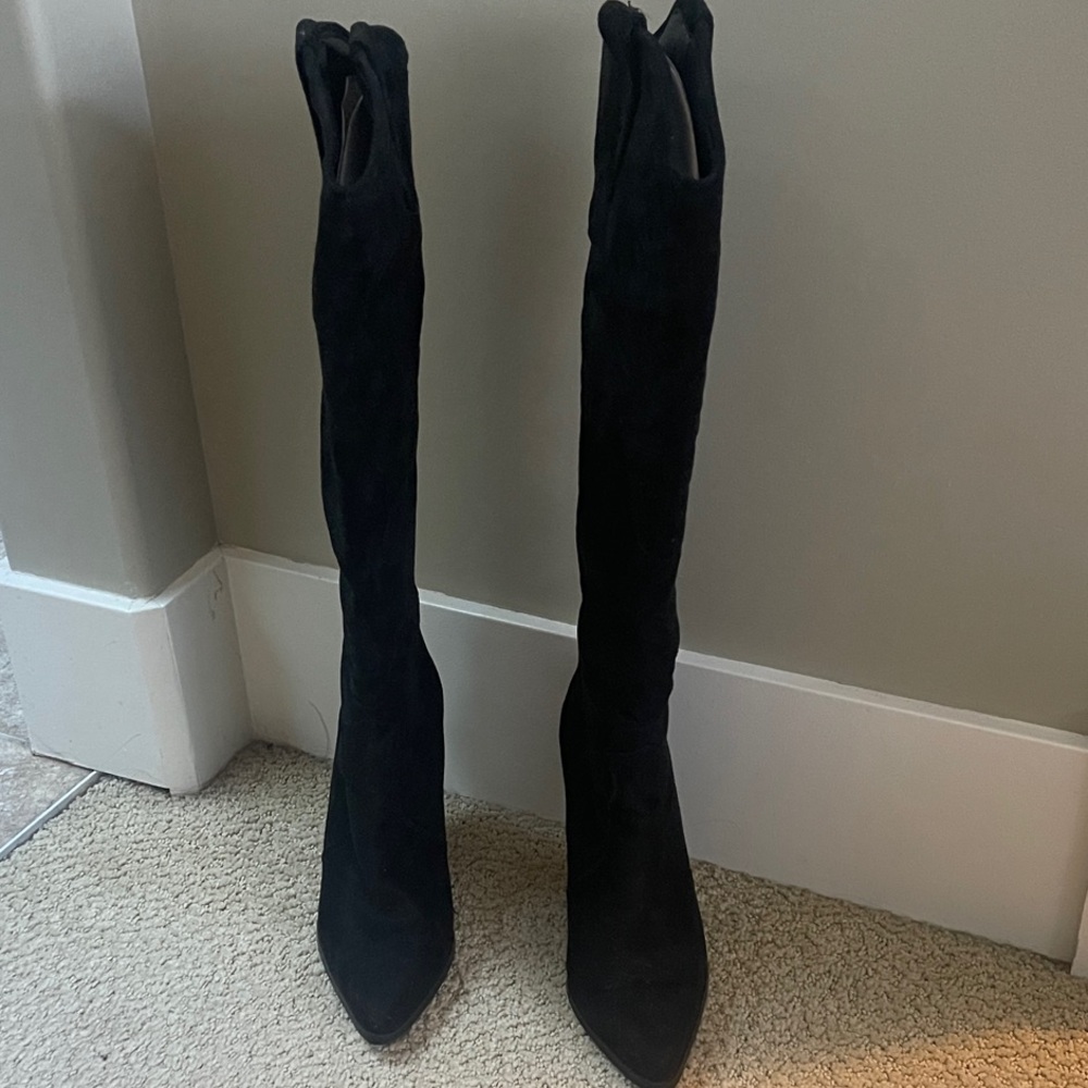 PrettyLittleThing Sleek Black Over the Knee Boots